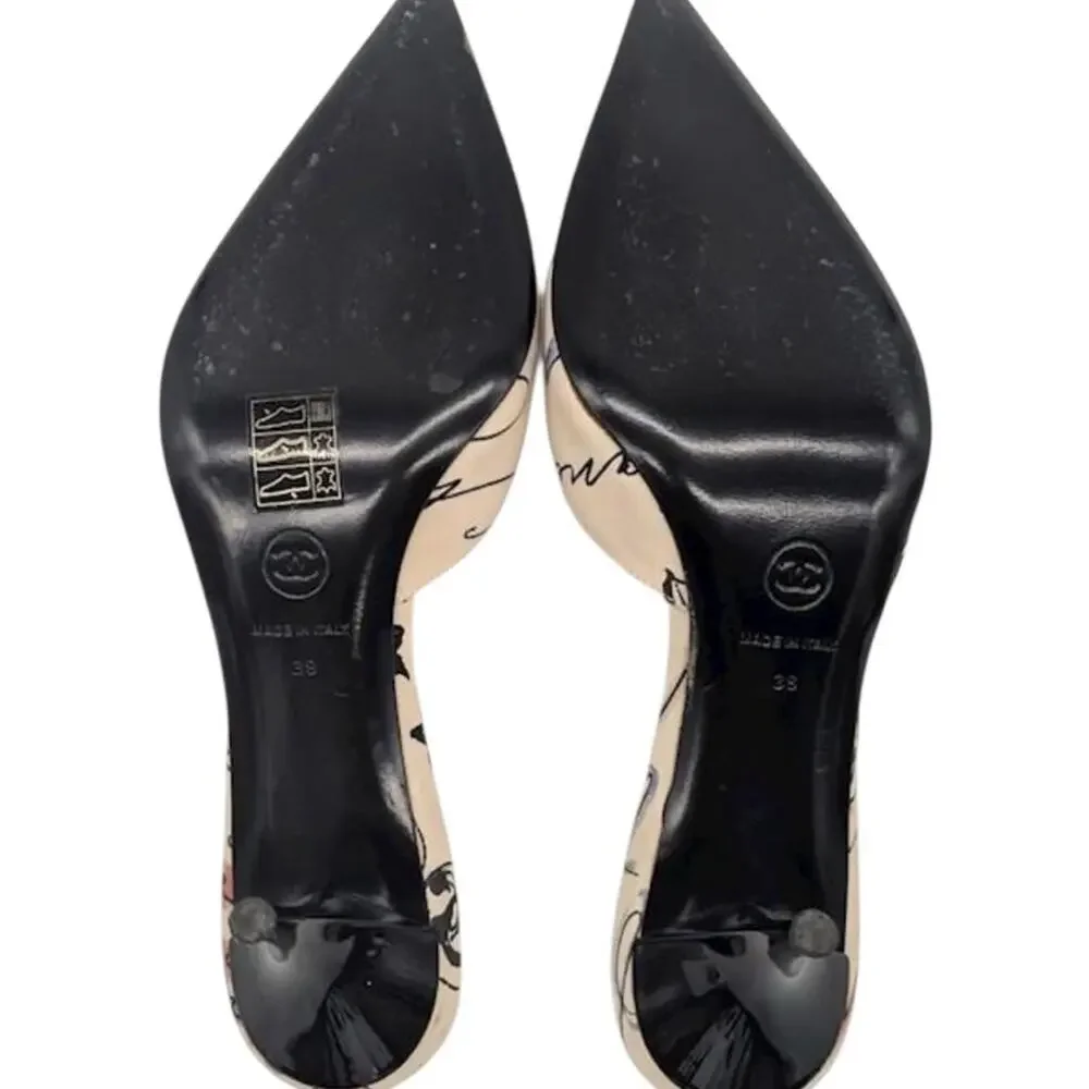 Vintage Y2K Chanel Script-Print CC Logo Women’s Mules Size 38 - Picture 8 of 15